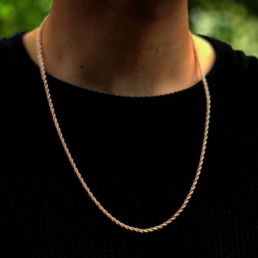 14K Gold Rope Chain Necklace 3mm 20in
